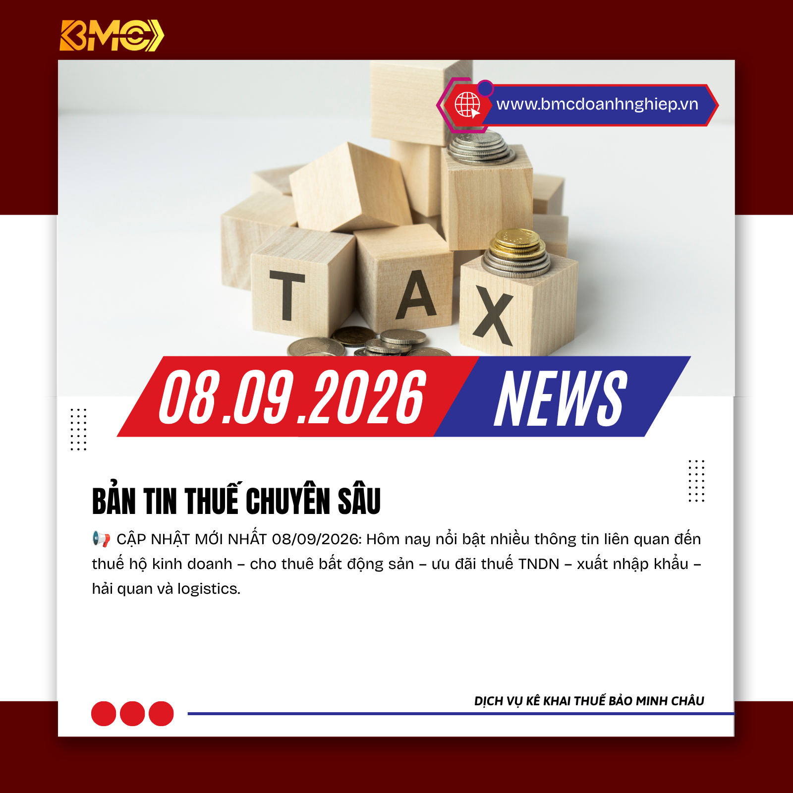 🔥 ĐIỂM TIN KẾ TOÁN – THUẾ – HỘ KINH DOANH – LOGISTICS NGÀY 08/09/2026