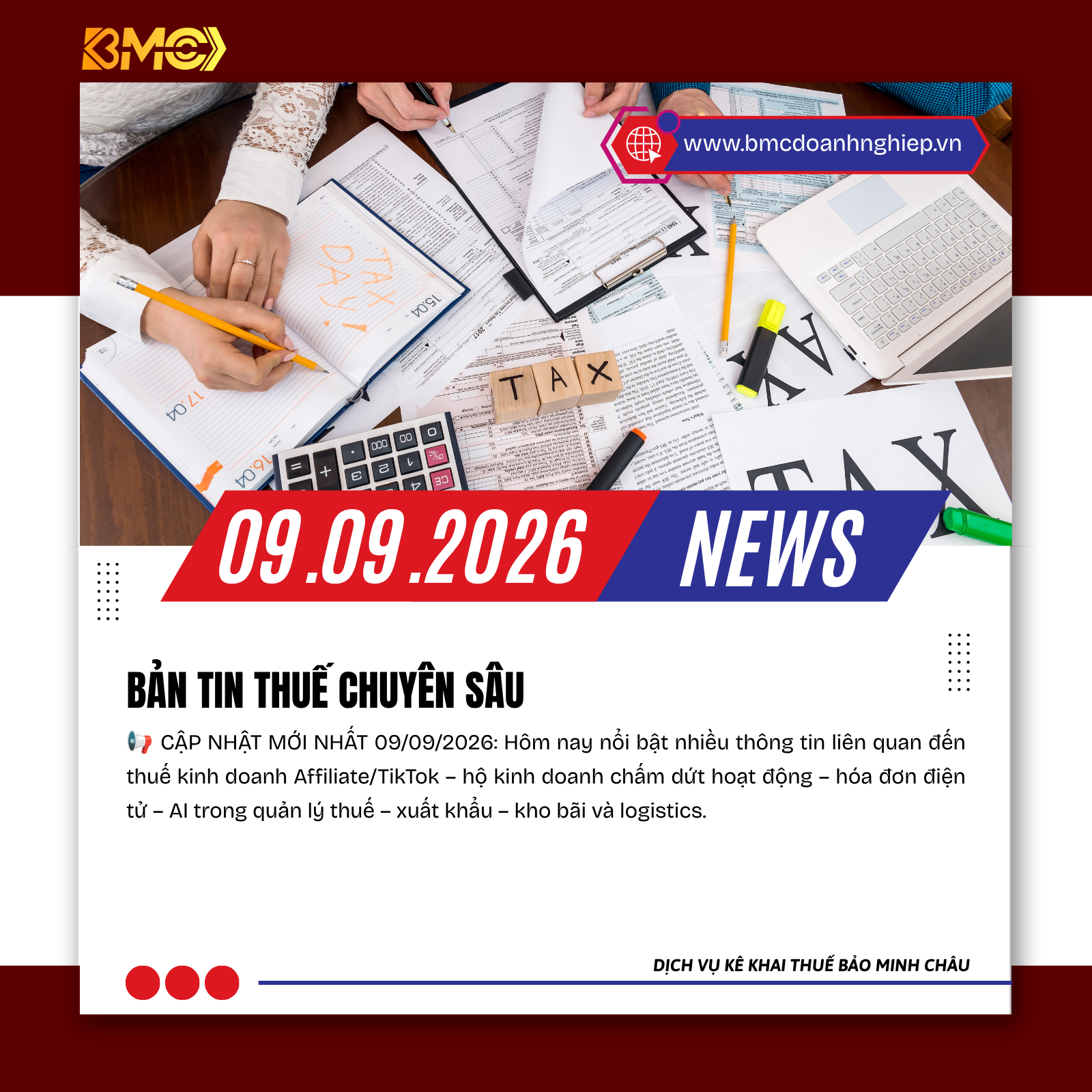 🔥 ĐIỂM TIN KẾ TOÁN – THUẾ – HỘ KINH DOANH – LOGISTICS NGÀY 09/09/2026