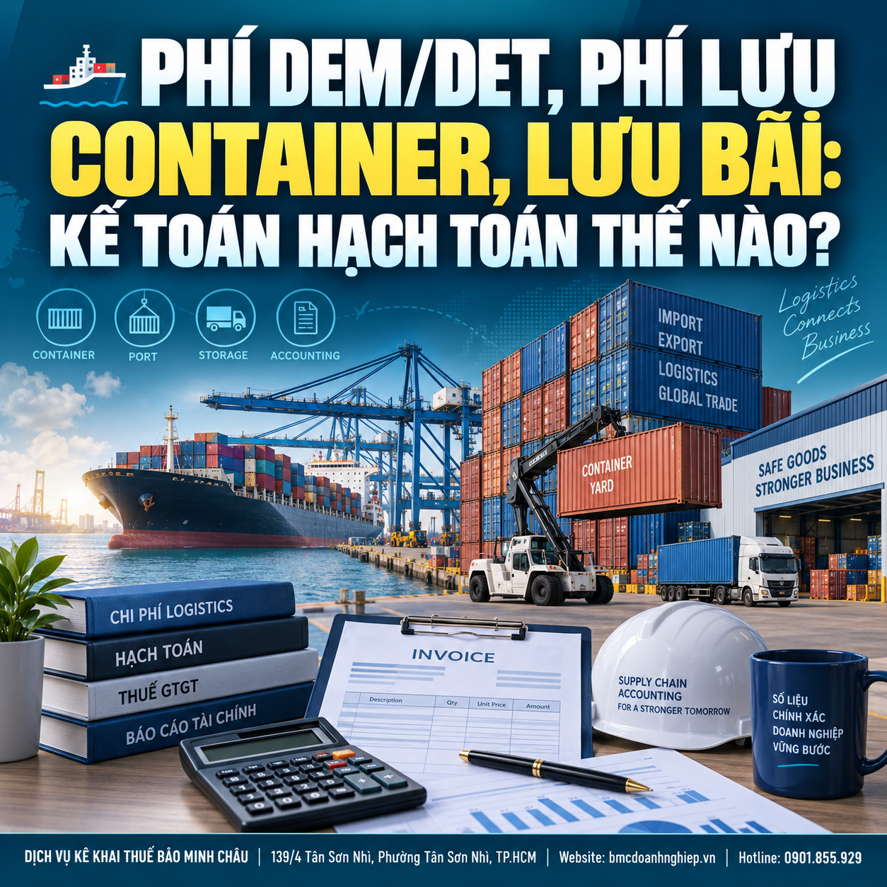 🚢 PHÍ DEM/DET, PHÍ LƯU CONTAINER, LƯU BÃI: KẾ TOÁN HẠCH TOÁN THẾ NÀO?