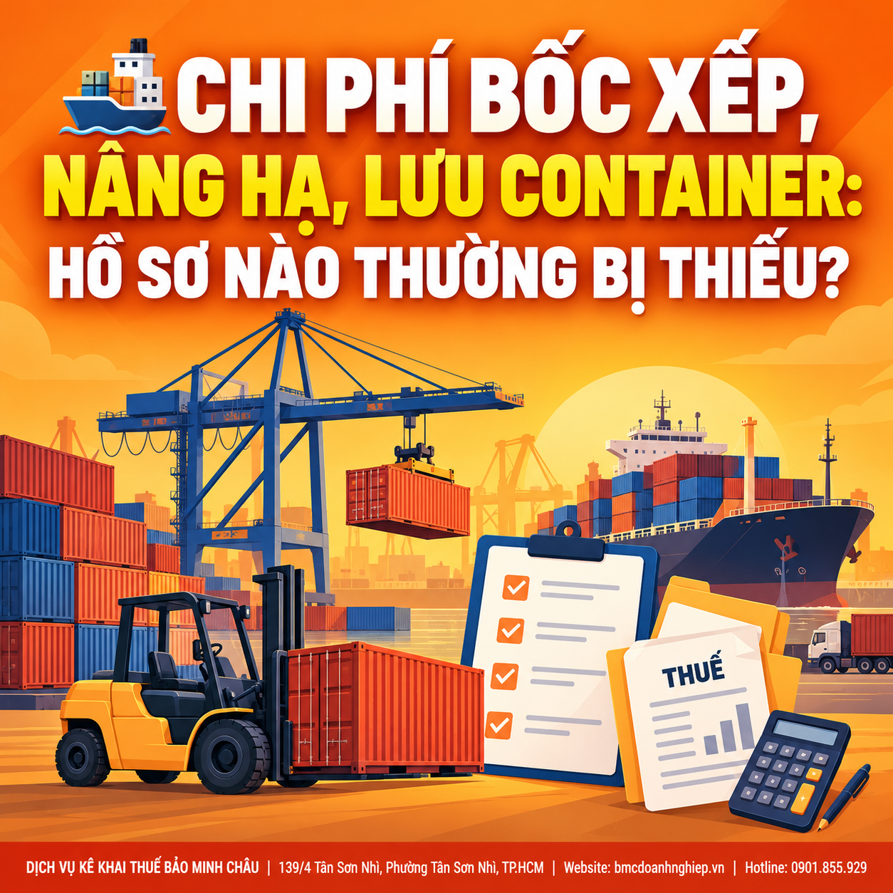 🚢 CHI PHÍ BỐC XẾP, NÂNG HẠ, LƯU CONTAINER: HỒ SƠ NÀO THƯỜNG BỊ THIẾU?