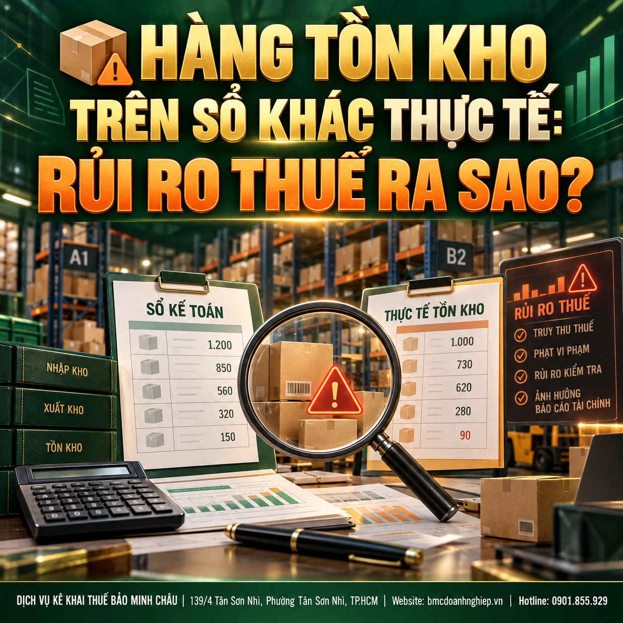 📦 HÀNG TỒN KHO TRÊN SỔ KHÁC THỰC TẾ: RỦI RO THUẾ RA SAO?