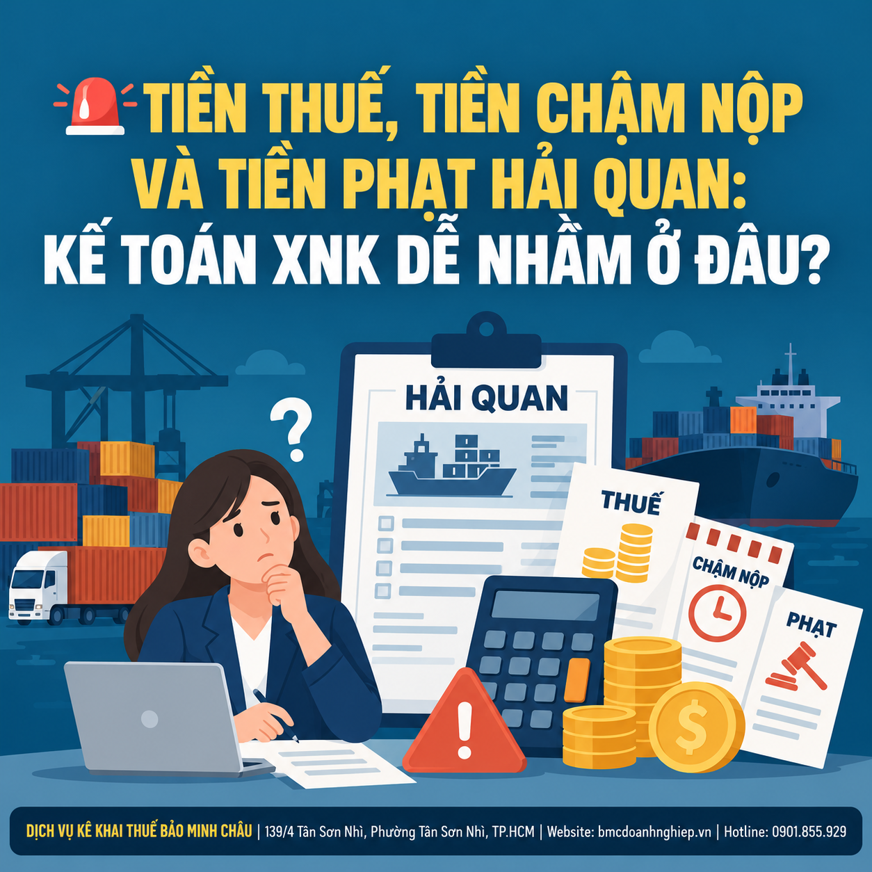 🚨 TIỀN THUẾ, TIỀN CHẬM NỘP VÀ TIỀN PHẠT HẢI QUAN: KẾ TOÁN XNK DỄ NHẦM Ở ĐÂU?