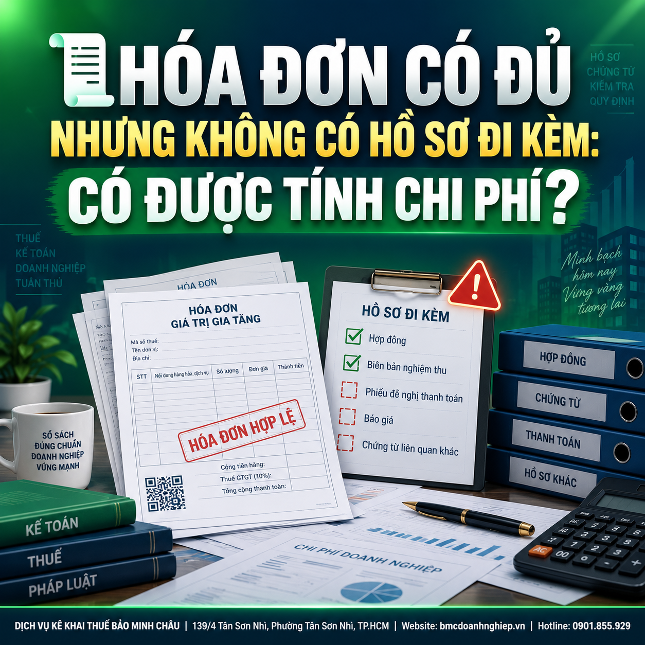 🧾 HÓA ĐƠN CÓ ĐỦ NHƯNG KHÔNG CÓ HỒ SƠ ĐI KÈM: CÓ ĐƯỢC TÍNH CHI PHÍ?