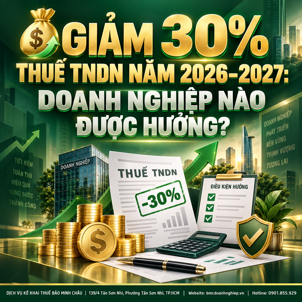 💰 GIẢM 30% THUẾ TNDN NĂM 2026–2027: DOANH NGHIỆP NÀO ĐƯỢC HƯỞNG?