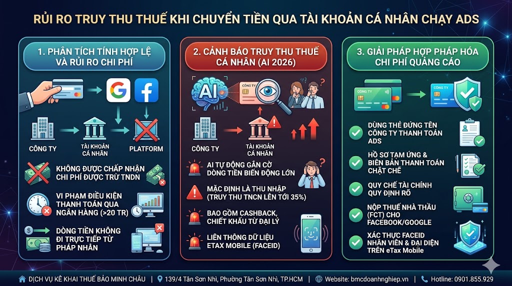 RỦI RO TRUY THU THUẾ KHI CHUYỂN TIỀN QUA TÀI KHOẢN CÁ NHÂN CHẠY ADS