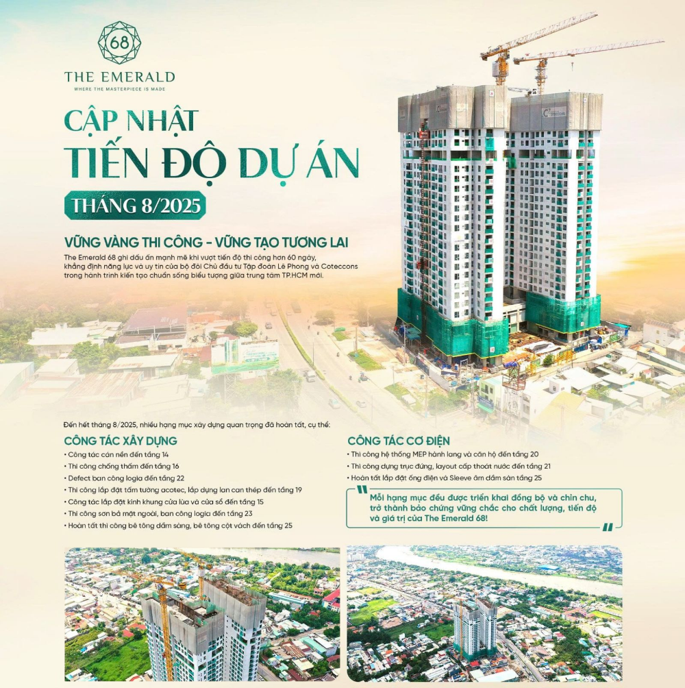 THE EMERALD 68 – CẬP NHẬT TIẾN ĐỘ THÁNG 8/2025